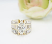 3ct Diamond Wide Marquise Band Ring 14k Yellow Gold Size 5.5 CO1142