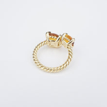 David Yurman Chatelaine Bypass Ring Diamond Citrine 18k Gold Size 7 RG4316