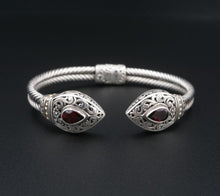 Sterling Silver 18k Gold Bracelet Phillip Gavriel Bangle Garnet 7.25" BS2948