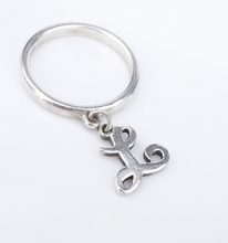 James Avery Dangle Charm Ring Sterling Silver Script Initial "L" Size 5 RS3570