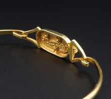 Vintage 14k Bracelet Egyptian Revival Scarab Yellow Gold Hook-On MMA 7" BG899