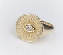 Sydney Evan 14k Yellow Gold Diamond Evil Eye Coin Signet Ring Size 6.75 RG3821