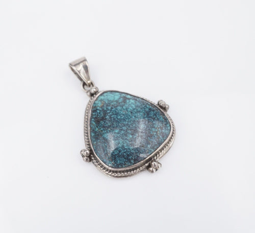 Sterling Silver Spiderweb Turquoise Pendant Statement Southwestern 1.75