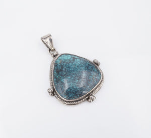 Sterling Silver Spiderweb Turquoise Pendant Statement Southwestern 1.75" PS2115