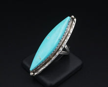 Artisan Navajo Sterling Silver Long Slab Turquoise Ring Size 6.5 Signed B RS3329