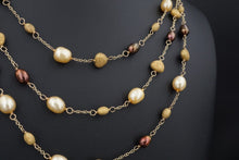 14k Yellow Gold Pearl Multi 3 Strand Torsade Necklace 16.5" NG1457