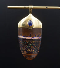 18k Koroit Opal Pendant Sapphire Emerald Cabochon Yellow Gold 2.5" PG1871