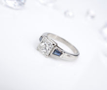 Platinum Diamond Sapphire Engagement Ring Natural Princess Sz 6.25 1.5ct CO1123