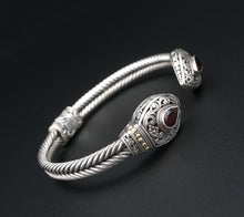 Sterling Silver 18k Gold Bracelet Phillip Gavriel Bangle Garnet 7.25" BS2948