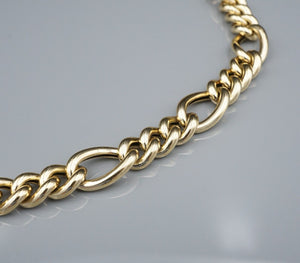 Italian 14k Figaro Chain Necklace Yellow Gold Puffy Chunky 20" 46g NG1601