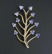 Tanzanite Tree of Life Pin Brooch 14k Yellow Gold 2" Signed HOT OG337