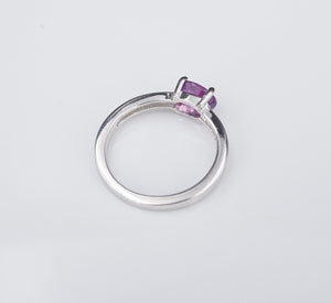 14k White Gold 1.36 ct No Heat Ceylon Pink Sapphire Solitaire Ring Size 7 RG3677