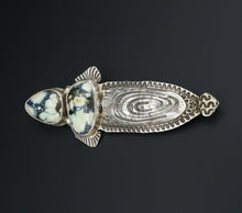 David Troutman Sterling Silver Variquoise Turquoise Brooch 3.3" OS604