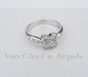 Van Cleef Arpels ARNO Diamond Clover Ring 18k White Gold VCA Size 5 RG4222