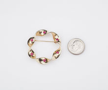 James Avery 14k Ribbon Brooch Open Circle Wreath Gold Rare Retired Ruby OG259