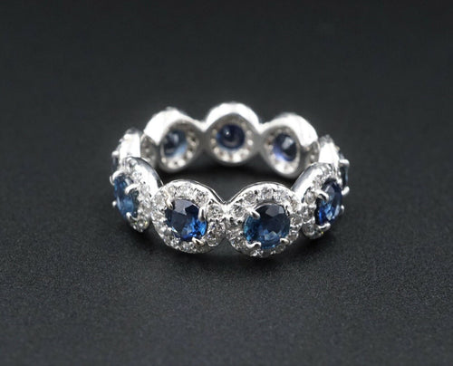 Platinum 3.6ct Diamond Sapphire Eternity Band Stackable Ring Size 5.25 RG3187