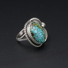 Navajo Sterling Silver Spiderweb Turquoise Ring Vintage Size 8.25 Artisan RS3433