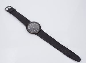 Tiffany Black PVD Watch Quartz 36mm Leather Strap Rare French W789