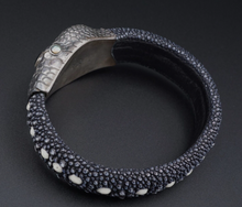 Stingray Serpent Bracelet Sterling Silver Shagreen Lou Guerin 7.5" Signed BS2910