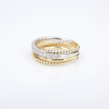 14k Gold Diamond Crossover Band 2 Tone 1/2 carat Yellow White Size 6.5 RG4324