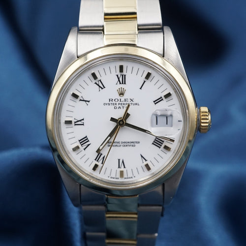 1988 Rolex Oyster Perpetual Date 15053 SS 14k 18k White Dial 34mm W1018