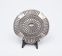 Leonard Maloney Navajo Sterling Silver Concho Belt Buckle 1.25" Hand Stamp M1908