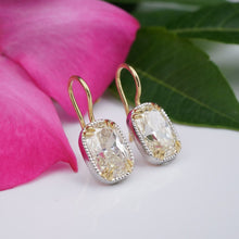 Antique Cushion Cut Diamond Earrings 4.2 carat 18k Gold Platinum 3/4" EG2099