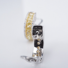 Yellow Diamond Huggie Hoop Earrings 18k White Gold 2.75 ctw 0.68" Fancy EG2425