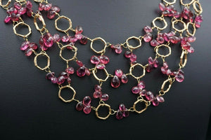 Dominique Cohen 18k Rose Gold Pink Tourmaline Bib Necklace 22" NG935