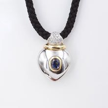 Designer 18k Heart Pendant Palladium Sapphire Pave Diamond Locket PG1552