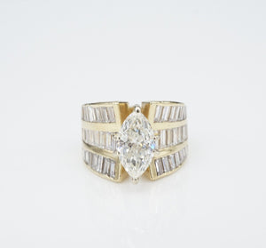 3ct Diamond Wide Marquise Band Ring 14k Yellow Gold Size 5.5 CO1142