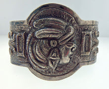 Vintage Mexico City J Vigueras Bracelet 1930s 925 Silver 2.5" Repousse BS139