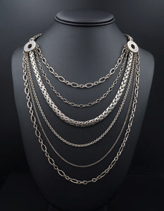 John Hardy Bib Necklace Multi Chain Multi Strand Sterling Silver 18" NS1777