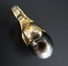 Custom Fairclough 18k Gold Diamond Tahitian Pearl Pendant 1.25" Maui PG1430