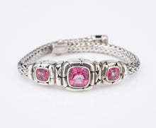 John Hardy Sterling Pink Topaz Batu Kali Classic Chain Bracelet 14mm Med. BS2880