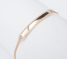 Trendy 14k Rose Gold Natural White Diamond Bar ID Bracelet Chain 7" Trendy BG945