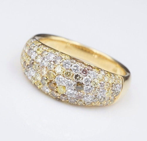 NWT 18k Gold 1.3ct Pave Diamond Dome Ring Band Size 7.25 8mm RG3297