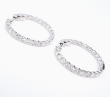 Diamond Inside Out Hoop Earrings 14k White Gold 6 carat Natural 1.3" EG2328