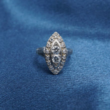 Antique 14k Diamond Navette Ring White Gold Art Deco Size 4 RG4095