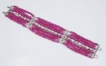 Cathy Waterman Platinum 7-Strand Floral Diamond Ruby Bead Bracelet 6.25" BG699