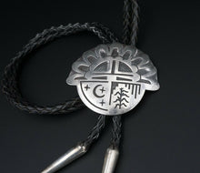 Large Hopicrafts Sterling Silver Sunface Moon Corn Overlay Bolo Tie 38.5" M1491