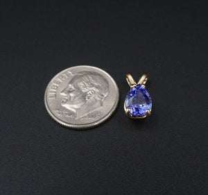 14k Yellow Gold 1.25ct Natural Tanzanite Solitaire Pear Cut Pendant PG1786