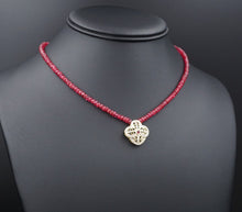 14K Natural Spinel Ruby Diamond Pendant Necklace Bead Necklace 15" 40ct NG1098