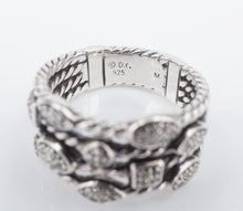 David Yurman Confetti Band Ring 4 Row Diamond Sterling Silver Size 8.25 RS3475