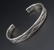 Navajo Cuff Bracelet Sterling Silver Nora Tahe Bill Artisan Stamped 7" BS2916