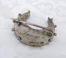 Antique Micro Mosaic Inlay Dove & Floral Crescent Brooch OS649