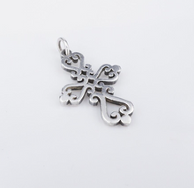 James Avery Spanish Mission Scrolled Heart Cross Pendant Sterling Silver CHS1973