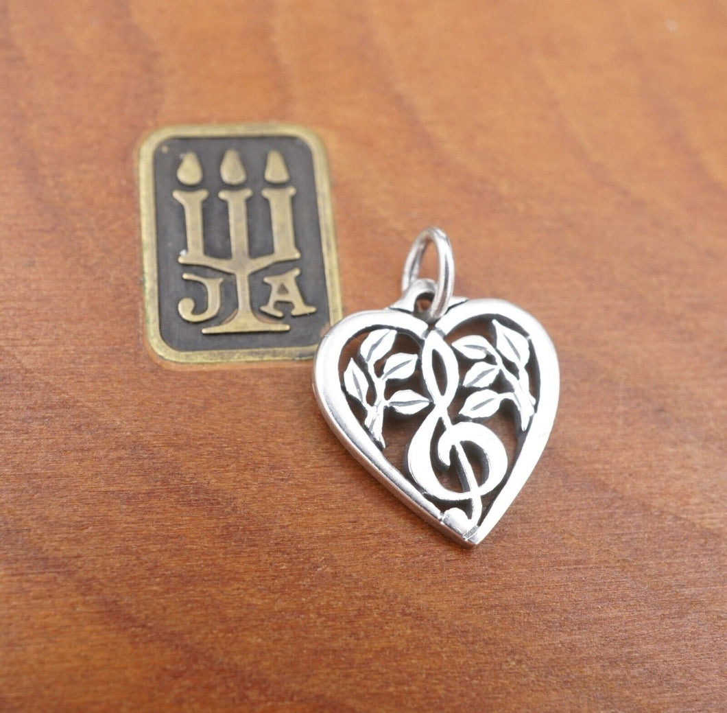 James Avery Heart Music Treble Clef Charm Sterling Silver 2/3