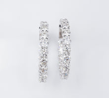 Diamond Inside Out Hoop Earrings 18k White Gold 10 carat Natural 1.25" EG2045