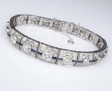 Art Deco Sapphire Diamond Bracelet Platinum Antique 9 carats 7.25" BG875